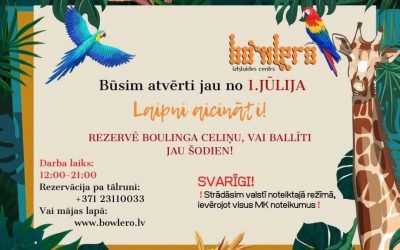 Bowlero boulinga centrs atsāks darbu sākot no 1 jūlija