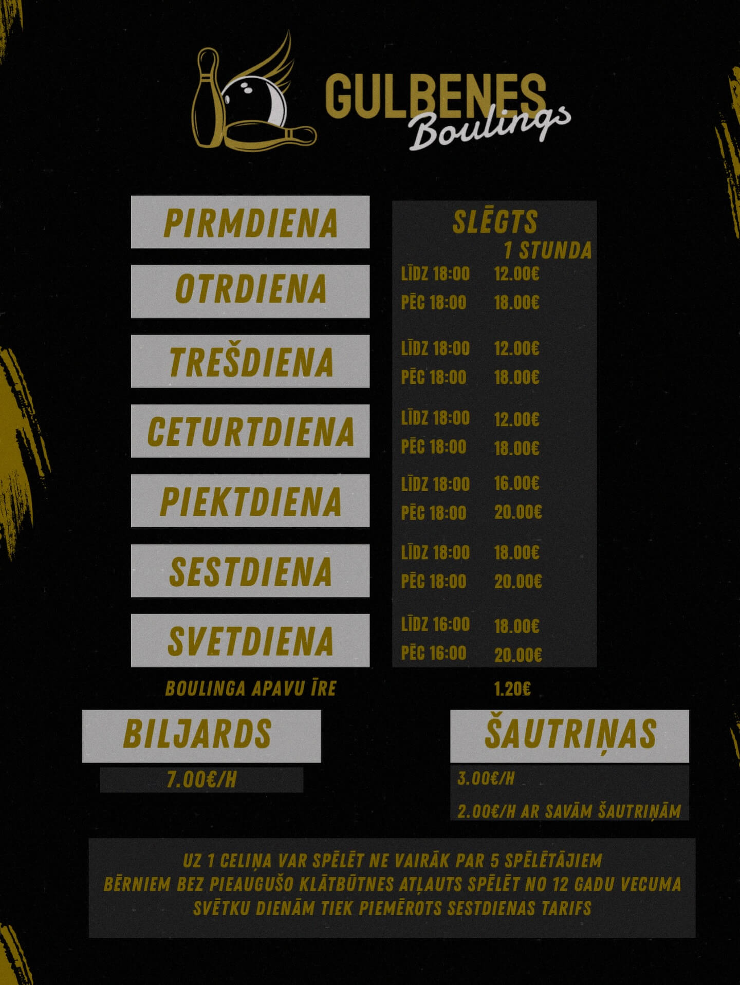 Gulbenes boulings cenas