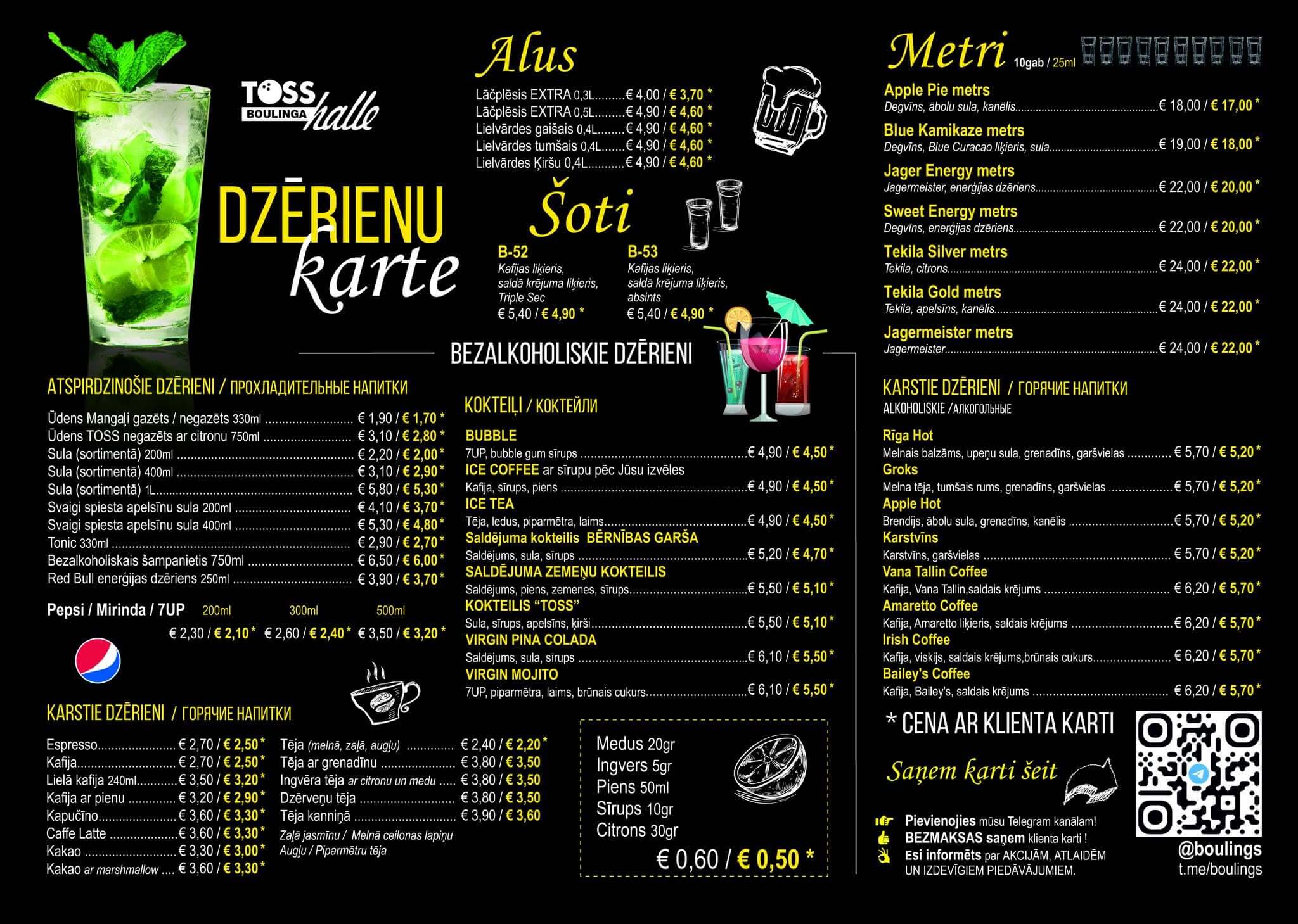 Toss Boulings Dzērienu karte